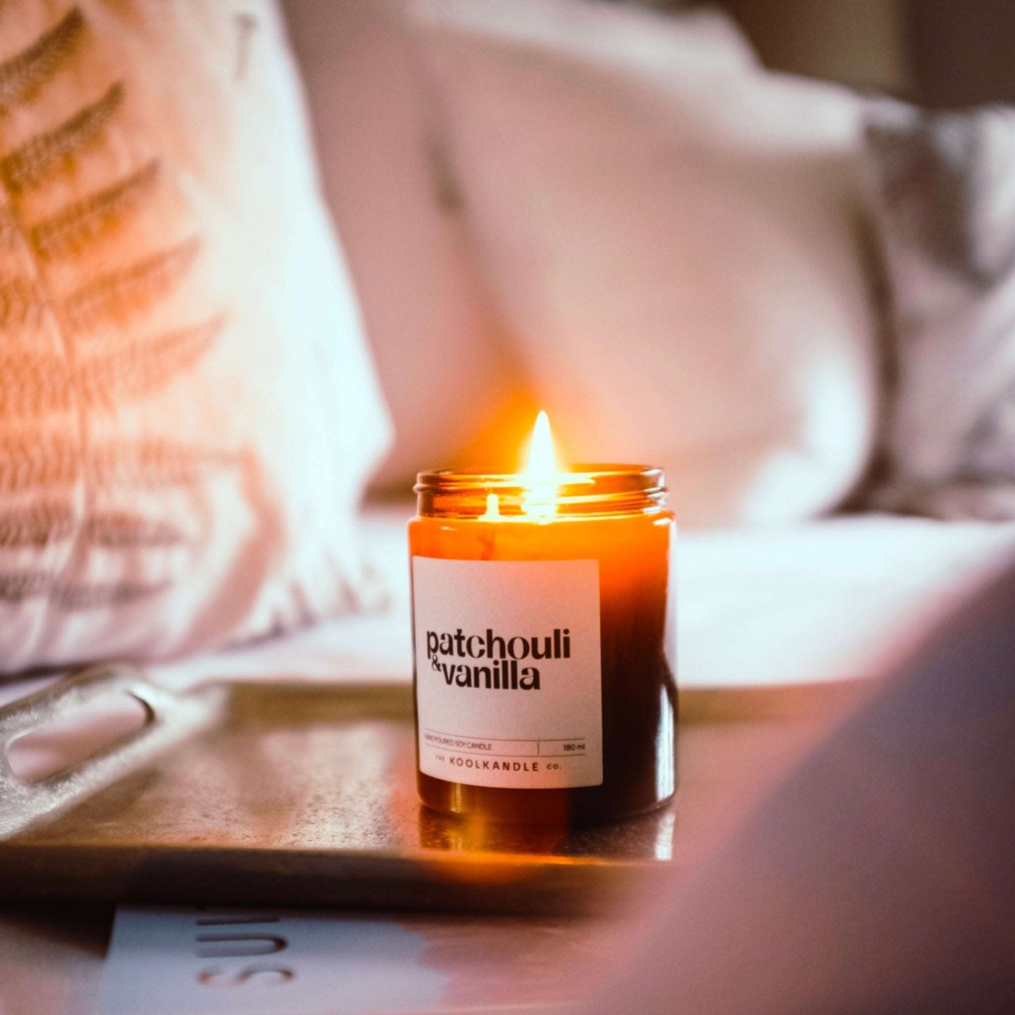 Patchouli & Vanilla Candle – Earthy & Sweet Aromatic Soy Wax Candle for Calming Ambiance