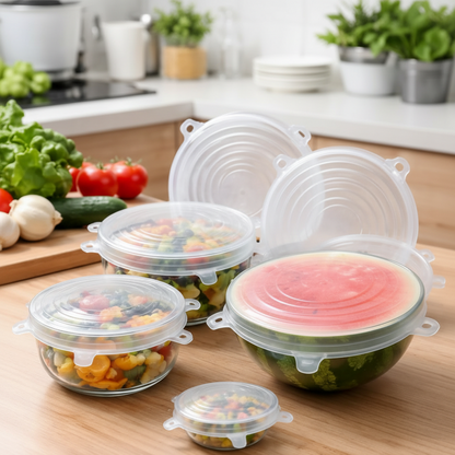Reusable Silicone Food Covers (6-Pack) – Airtight Stretch Lids - Outlet Zone