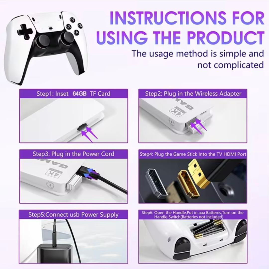 M15 4K Retro Game Stick – 64GB | 40,000+ Games | Dual Wireless Controllers - Outlet Zone
