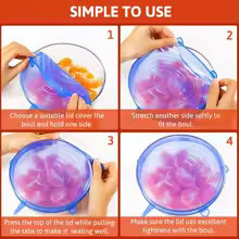 Reusable Silicone Food Covers (6-Pack) – Airtight Stretch Lids - Outlet Zone