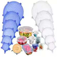 Reusable Silicone Food Covers (6-Pack) – Airtight Stretch Lids - Outlet Zone
