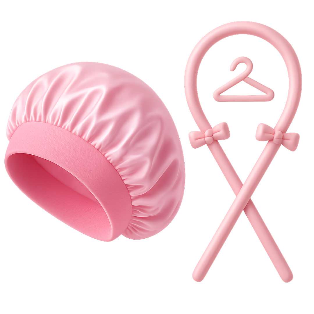 Heatless Curling Set with Satin Sleep Cap – Wake Up to Perfect Curls - Outlet Zone