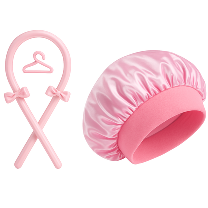 Heatless Curling Set with Satin Sleep Cap – Wake Up to Perfect Curls - Outlet Zone