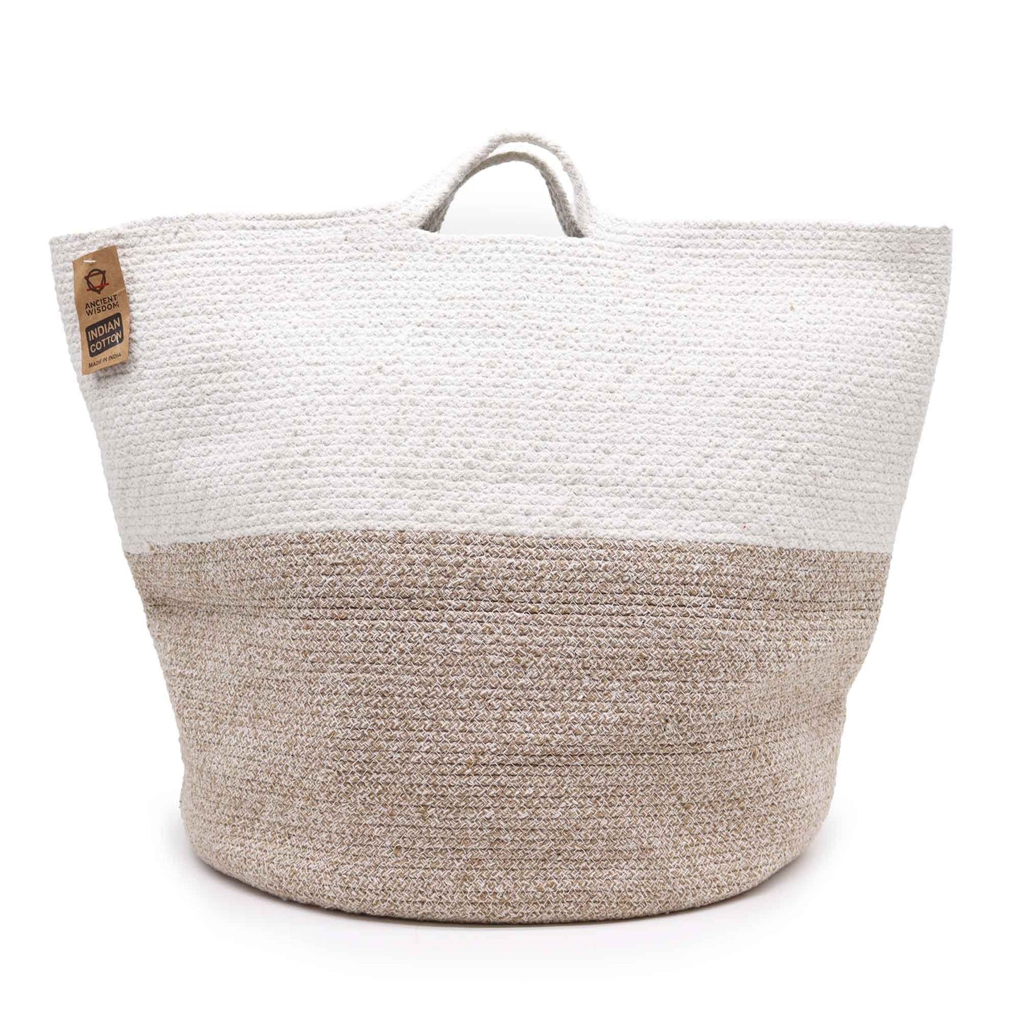 Cotton Rope Laundry / Storage Big Basket 45x40cm - Beige - Outlet Zone