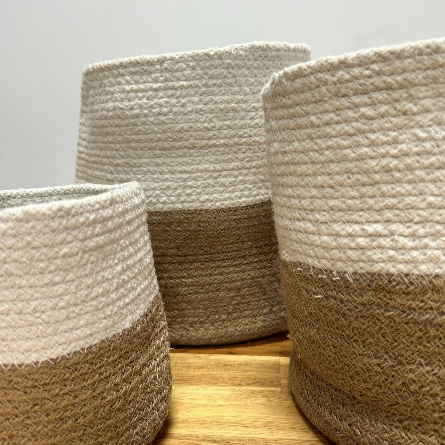 Set of 3 Cotton Rope Storage Baskets - White - Outlet Zone