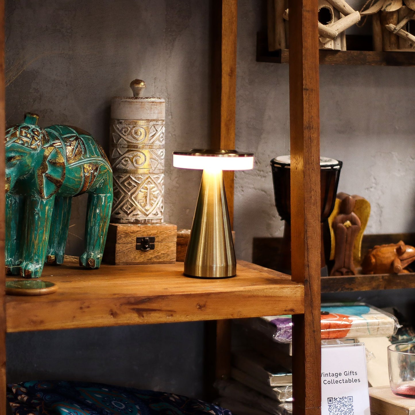 Touch Lamp - Tall Stem Copper - USB (C) - Rechargable  (400 Watt) - Outlet Zone