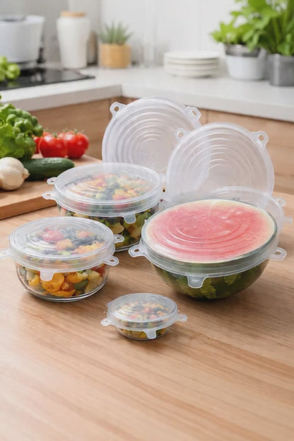 Reusable Silicone Food Covers - Airtight Stretch Lids (6-Pack) for Freshness